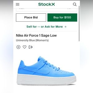 Nike Air Force 1 Sage Low- University Blue, US 6.5